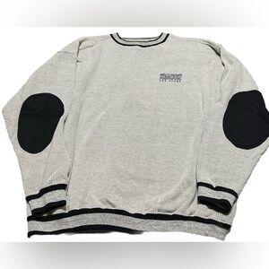 Vtg Stardust Las Vegas Gray Black Crewneck Sweater Cut Tag Sz XL Elbow Patches